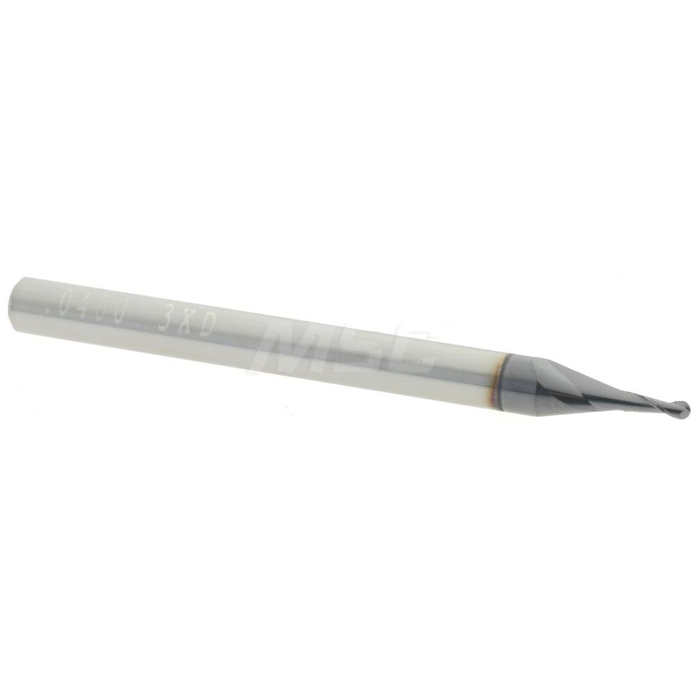 Accupro 14797386 Ball End Mill 0.04" Dia, 0.12" LOC, 2 Flute, Solid Carbide