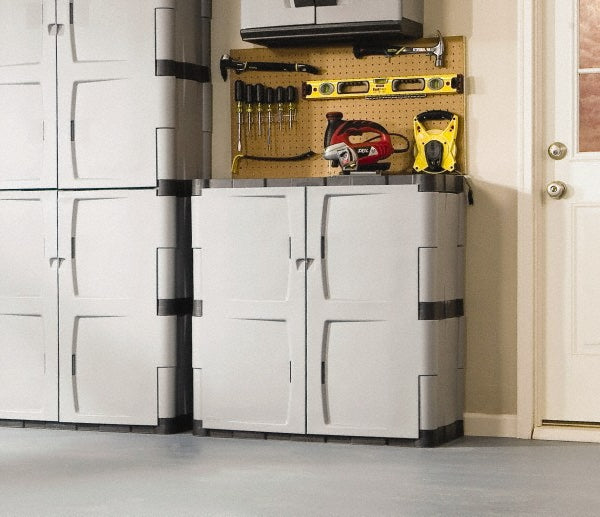 Rubbermaid FG708500MICHR Locking Plastic Storage Cabinet 36" Wide, 18" Deep, 36" High