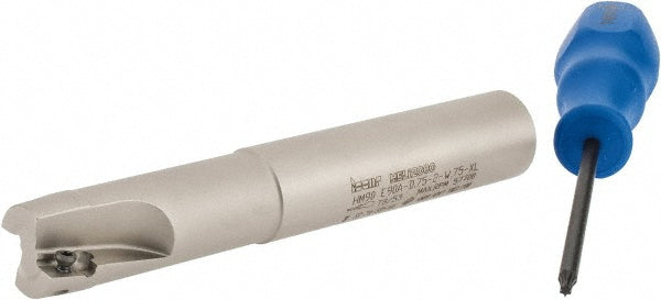 Iscar 3102143 Indexable Square-Shoulder End Mill HM90 E90A D.75-2W.75XL, 3/4" Cut Dia, 0.394" Max Depth of Cut, 3/4" Dia Weldon Flat Shank