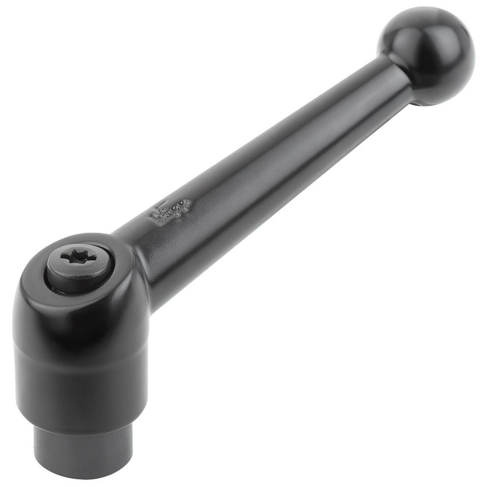KIPP K0116.3A41 Threaded Hole Adjustable Clamping Handle 3/8-16 Thread, 0.83" Hub Dia, Die Cast Zinc, Black