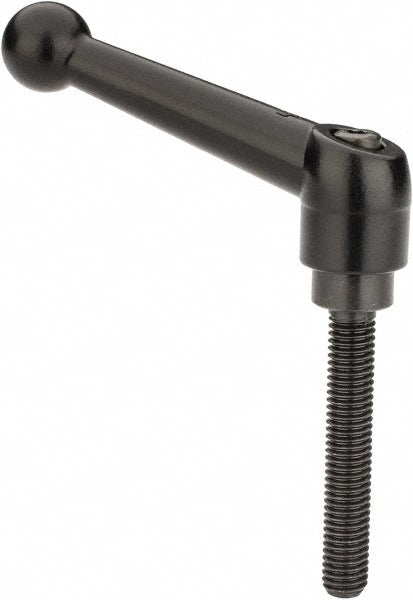 KIPP K0116.2081X50 Threaded Stud Adjustable Clamping Handle M8 x 1.25 Thread, 18 mm Hub Dia, Die Cast Zinc, Black