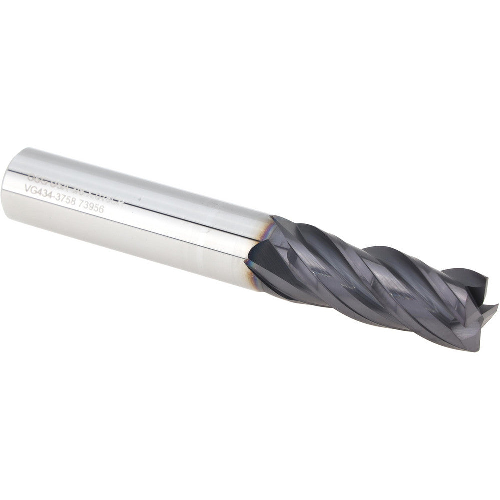 OSG VG434-3758 Corner Radius End Mill 3/8" Dia, 7/8" LOC, 0.0150" Radius, 4 Flute, Solid Carbide
