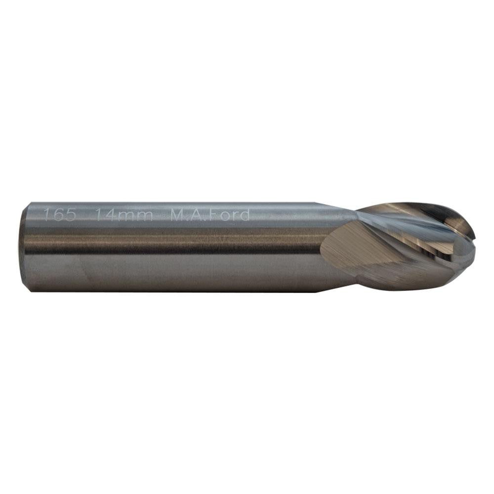 M.A. Ford 16550000A Ball End Mill 1/2" Dia, 5/8" LOC, 4 Flute, Solid Carbide