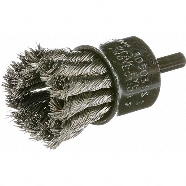 Osborn 0003001400 End Brushes 1" Dia, Steel, Knotted Wire