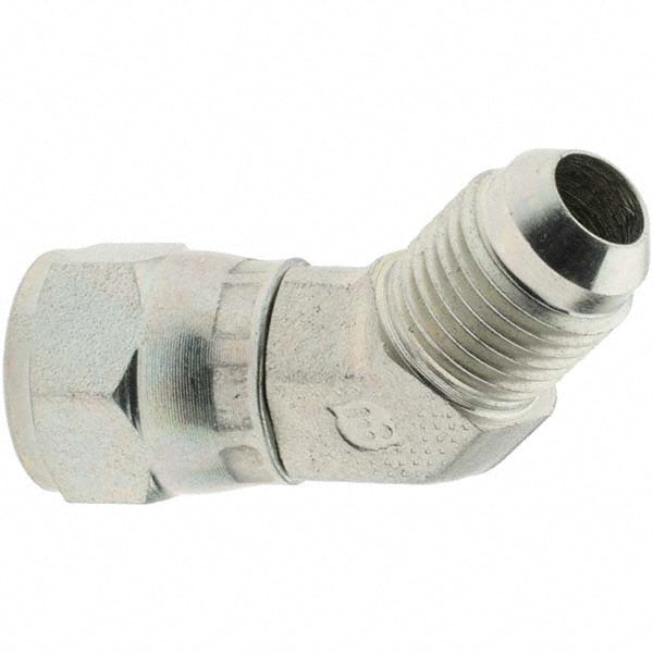 Brennan 10602 Steel Flared Tube Swivel 45 ° Elbow 3/8" Tube OD, 9/16-18 x 9-16-18 Thread, 37 ° Flared Angle