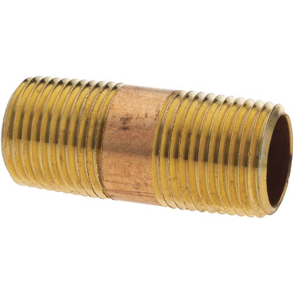Anderson Metals -11152-6 Brass Pipe Nipple Threaded on Both Ends, 2" OAL, NPT