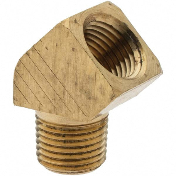 Parker 10838 Industrial Pipe 45 ° Street Elbow 1/8" Female Thread, 1/8" Male Thread, MNPTF x FNPTF
