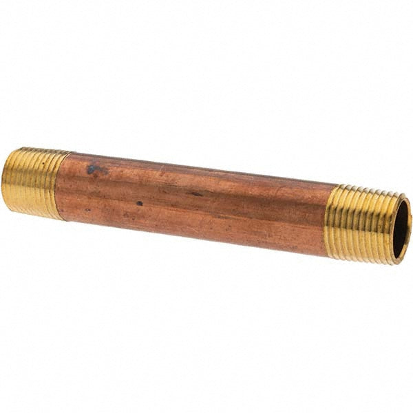 Anderson Metals -10836-5 Brass Pipe Nipple Threaded on Both Ends, 4" OAL, NPT