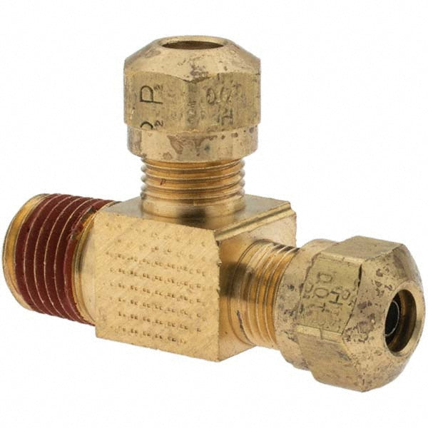 Parker -10788-1 Compression Tube Male Run Tee 1/4" Thread, Compression x MNPT x Compression