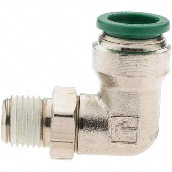 Parker 12550 Push-To-Connect Tube to Male & Tube to Male NPT Tube Fitting Male Swivel Elbow, 1/4" Thread, 1/2" OD