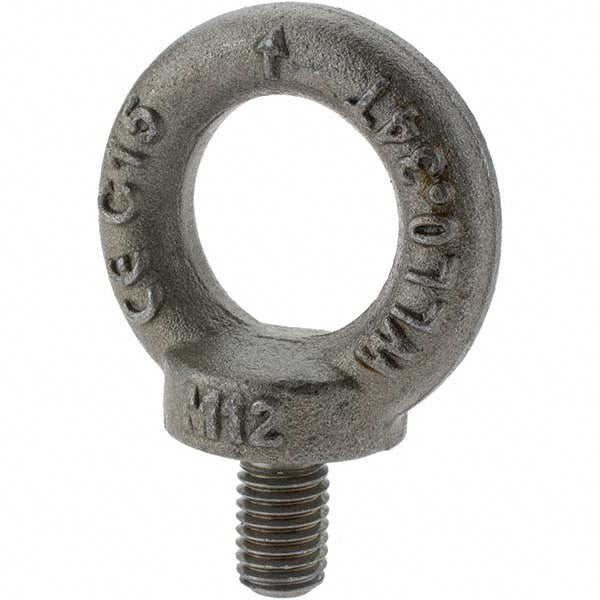 Value Collection B10780 Fixed Lifting Eye Bolt With Shoulder, M12 x 1.75 Thread, Grade 1015 Steel
