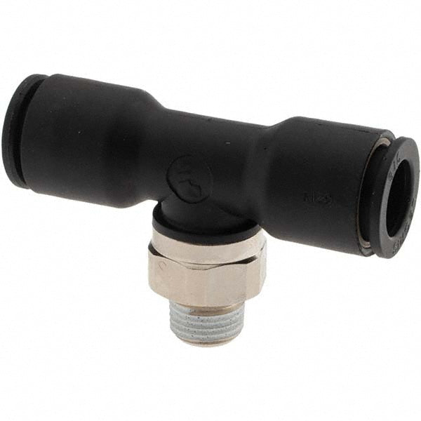 Parker C516656 Push-To-Connect Tube to Male NPT Tube Fitting Male Branch Tee, 1/8" Thread, 3/8" OD