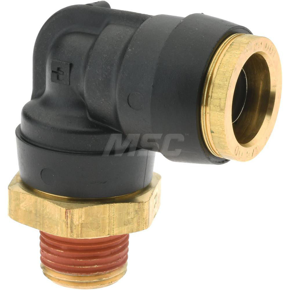 Parker PF-00063 Push-To-Connect Tube to Male & Tube to Male NPT Tube Fitting 90 ° Swivel Male Elbow, 3/8" Thread, 5/8" OD