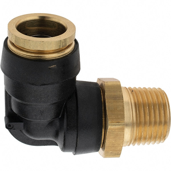 Parker PF-00064 Push-To-Connect Tube to Male & Tube to Male NPT Tube Fitting 90 ° Swivel Male Elbow, 1/2" Thread, 5/8" OD