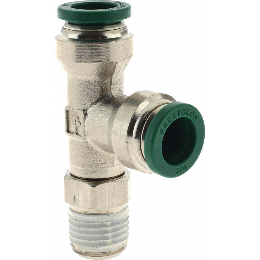Parker KP80519 Push-To-Connect Tube to Male & Tube to Male NPT Tube Fitting Male Run Tee, 1/4" Thread, 3/8" OD