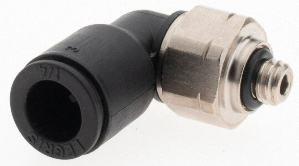 Parker KP23969 Push-To-Connect Tube Fitting Male Elbow, #10-32 Thread, 1/4" OD