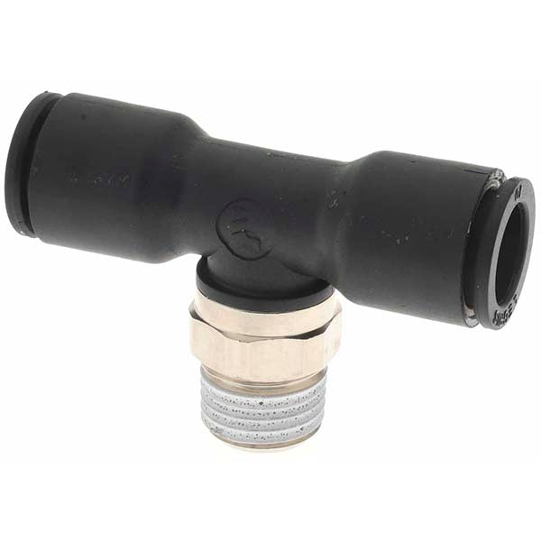 Parker KP23580 Push-To-Connect Tube to Male BSPT Tube Fitting Male Branch Tee, 1/4" Thread