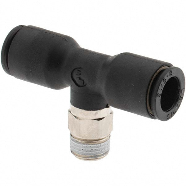 Parker KP23577 Push-To-Connect Tube to Male BSPT Tube Fitting Male Branch Tee, 1/8" Thread, 5/16" OD