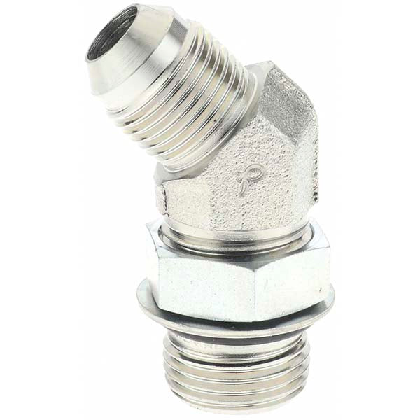 Value Collection 16435 Steel Flared Tube 45 ° Elbow 1/2" Tube OD, 3/4-16 x 7/8-14 Thread, 37 ° Flared Angle