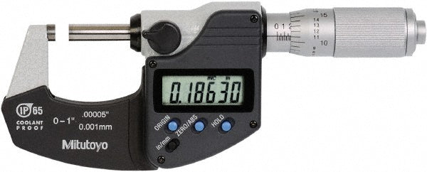 Mitutoyo 293-348-30CAL Electronic Outside Micrometer 1" Max, Solid Carbide Face, IP65
