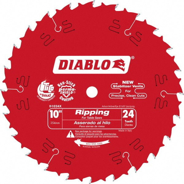 DIABLO D1024X Wet & Dry Cut Saw Blade 10" Dia, 5/8" Arbor Hole, 0.098" Kerf Width, 24 Teeth