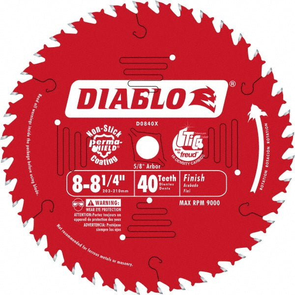 DIABLO D0840X Wet & Dry Cut Saw Blade 8-1/4" Dia, 5/8" Arbor Hole, 0.094" Kerf Width, 40 Teeth