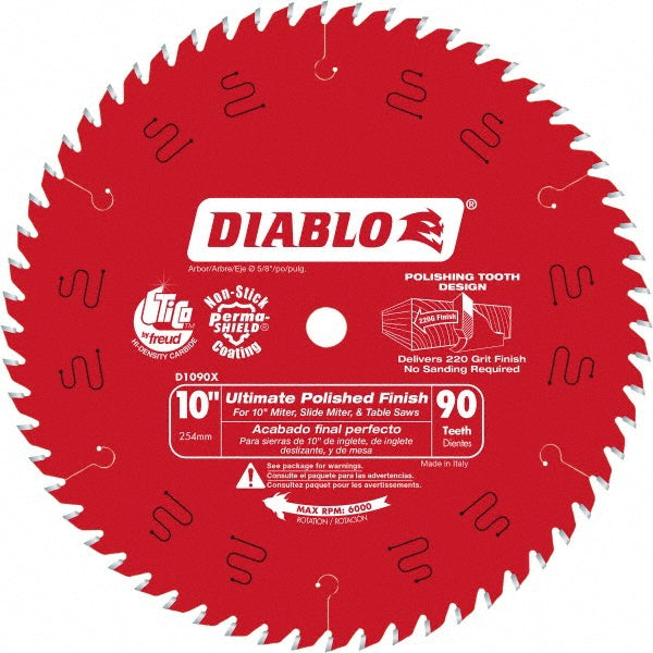 DIABLO D1090X Wet & Dry Cut Saw Blade 10" Dia, 5/8" Arbor Hole, 0.087" Kerf Width, 90 Teeth