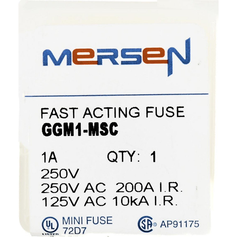 Ferraz Shawmut GGM1-MSC Cylindrical Fast-Acting Fuse 1 A, 20 mm OAL, 5 mm Dia
