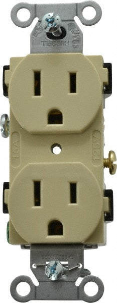 Hubbell Wiring Device-Kellems CR15I Straight Blade Duplex Receptacle NEMA 5-15R, 15 Amps, Self-Grounding