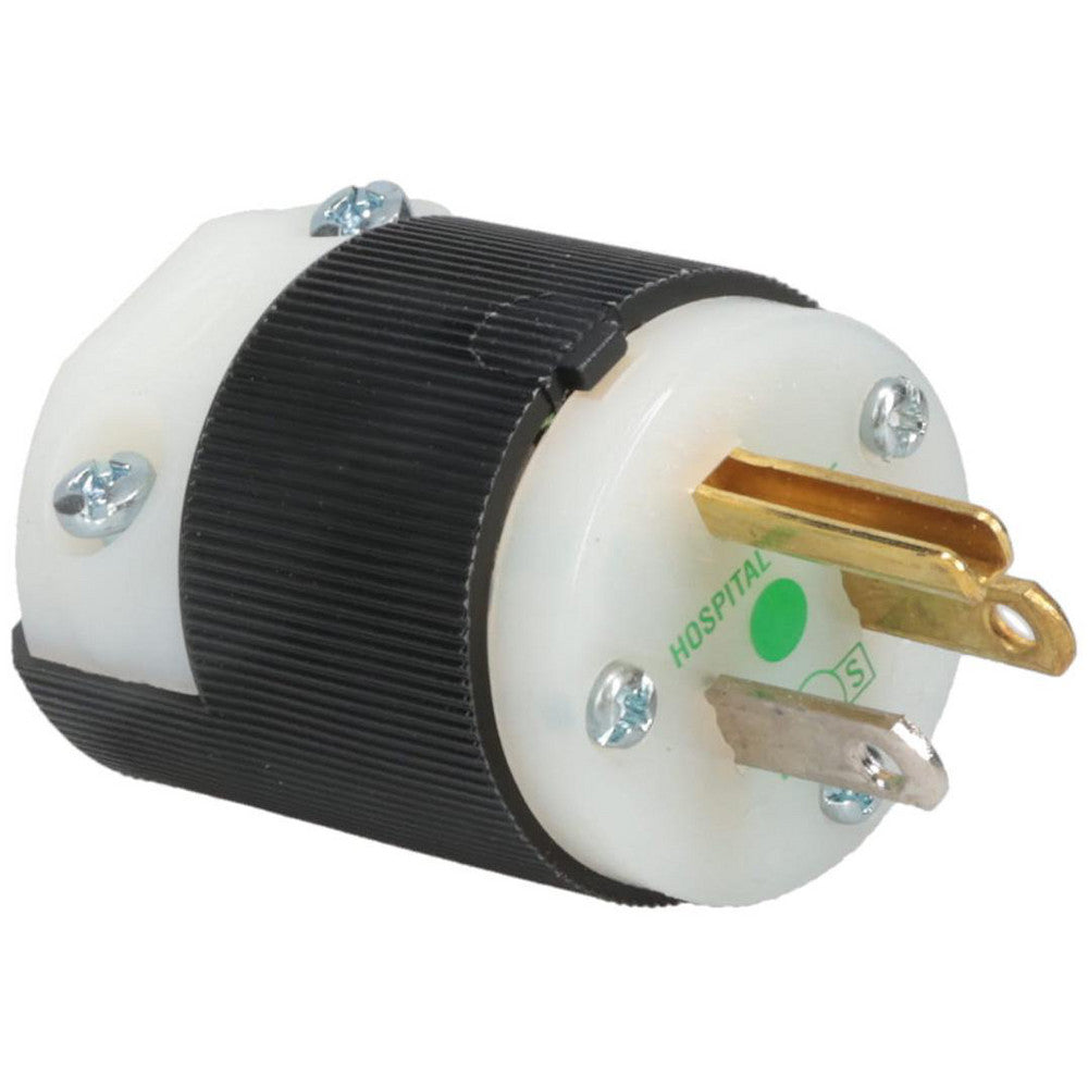Hubbell Wiring Device-Kellems HBL8215C Straight Blade Plug Hospital, 5-15P, 125VAC, Black & White