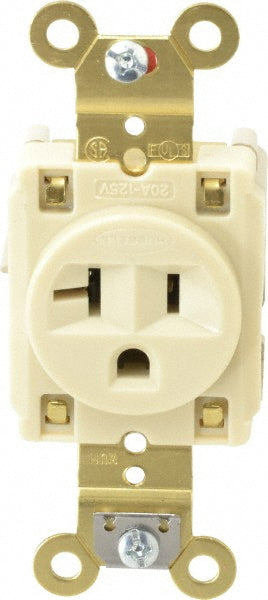 Hubbell Wiring Device-Kellems HBL5361I Straight Blade Single Receptacle NEMA 5-20R, 20 Amps, Self-Grounding