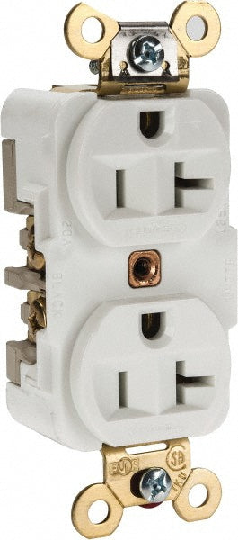 Hubbell Wiring Device-Kellems HBL5362W Straight Blade Duplex Receptacle NEMA 5-20R, 20 Amps, Self-Grounding