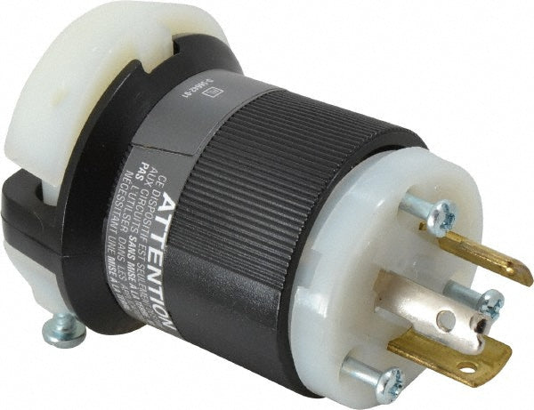 Hubbell Wiring Device-Kellems HBL9965C Locking Inlet Plug, Industrial, Non-NEMA, 125 & 250V, Black & White