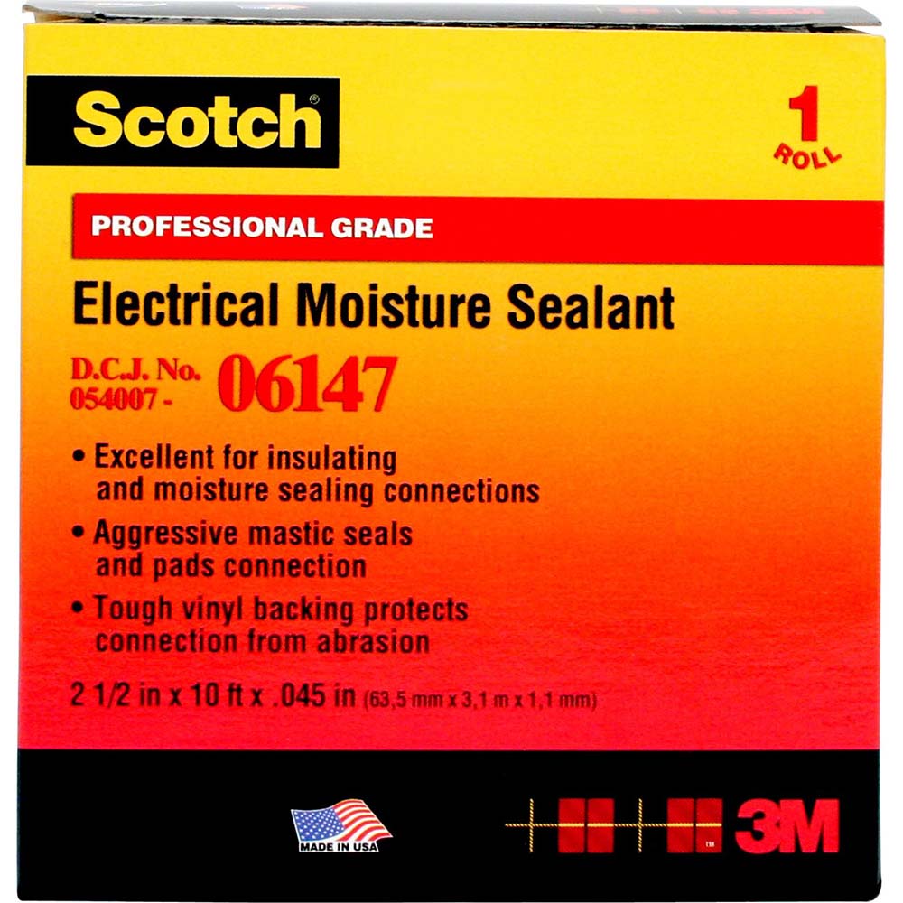 3M 7000005872 Electrical Tape 2-1/2" Wide, 10' Long, 45 mil Thick, Black