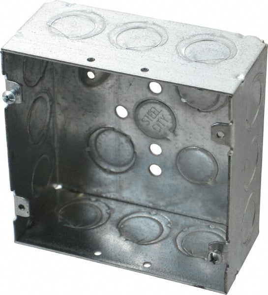 Thomas & Betts 72171-1/23/4E Electrical Outlet Box Steel, Square, 4-11/16" OAH, 4-11/16" OAW, 2-1/8" OAD, 2 Gangs