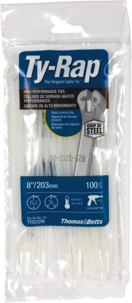 Thomas & Betts TY5232M Cable Tie Duty 8" Long, Natural, Nylon, Standard