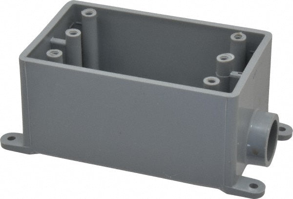 Thomas & Betts E980DFN Electrical Junction Box Polyvinylchloride, Rectangle, 5.7" OAH, 2.8" OAW, 2.3" OAD, 1 Gang
