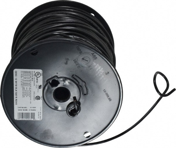 Southwire 411040508 Machine Tool Wire 12 AWG, Black, 500' Long, Polyvinylchloride, 0.155" OD