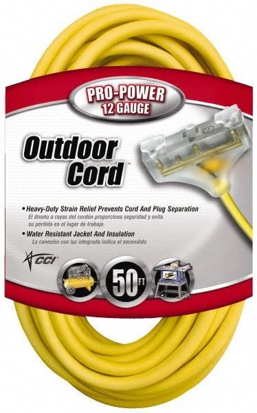 Southwire 4188SW8802 50', 12/3 Gauge/Conductors, Yellow Indoor & Outdoor Extension Cord