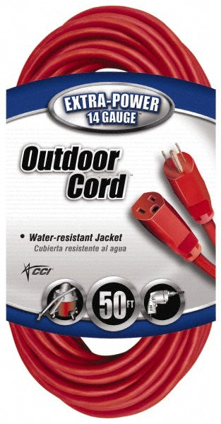 Southwire 2408SW8804 50', 14/3 Gauge/Conductors, Red Indoor & Outdoor Extension Cord