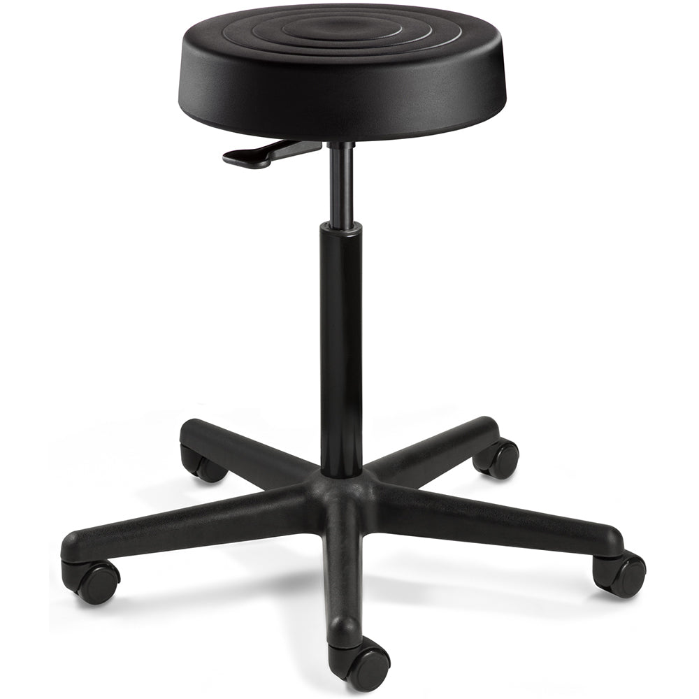 Bevco S3500 Adjustable Height Swivel Stool Polyurethane, 14" Seat Width, Black