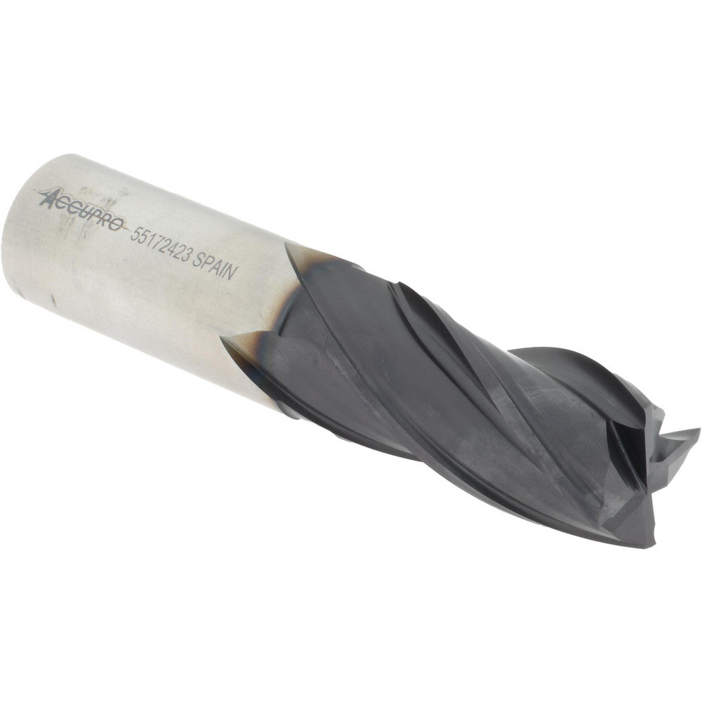 Accupro 39476 Square End Mill 1'' Dia, 2'' LOC, 1'' Shank Dia, 4-1/2'' OAL, 4 Flutes, Powdered Metal