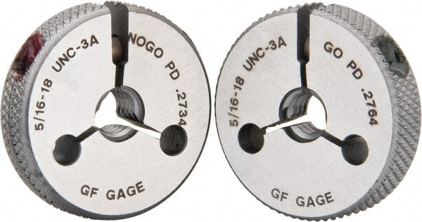 GF Gage R0312183AS Threaded Ring Gage 5/16-18 Thread, UNC, Class 3A, Go & No Go