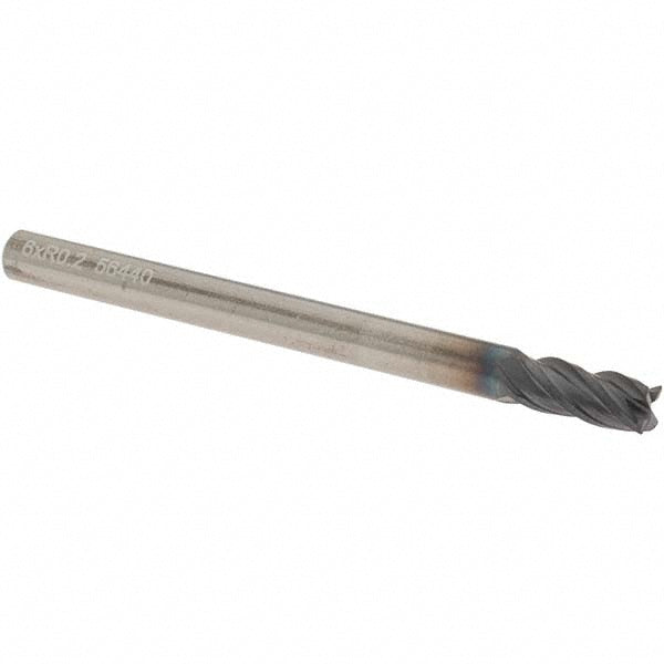 OSG HP434-2360 Corner Radius End Mill 6 mm Dia, 13 mm LOC, 0.2 mm Radius, 4 Flutes, Solid Carbide