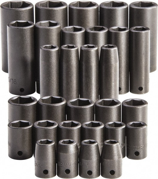 Proto J54215 Impact Standard Socket Set 30 Pc, 1/2" Drive, 3/8 to 1-1/4" Socket