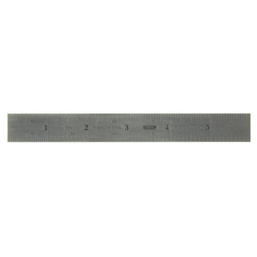 General 678MED-I Steel Rule 6" OAL, 4R English & Metric Graduation, Rigid, 3/4" OAW