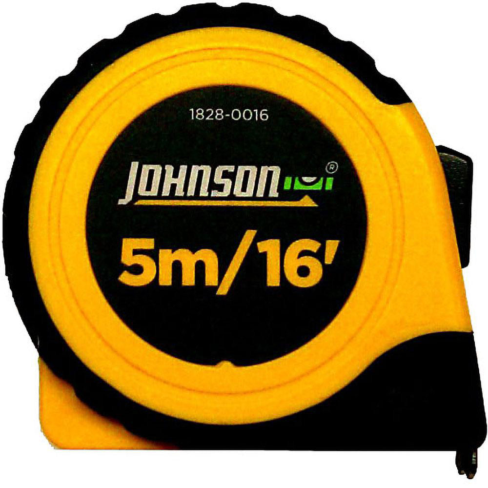 Johnson Level & Tool 1828-0016 Tape Measure 16' Long, 3/4" Width, Yellow Blade