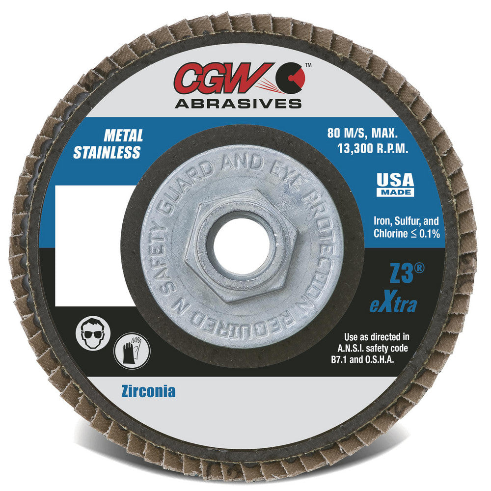 CGW Abrasives 42342 Flap Disc 7/8" Hole, 40 Grit, Zirconia Alumina, Type 27