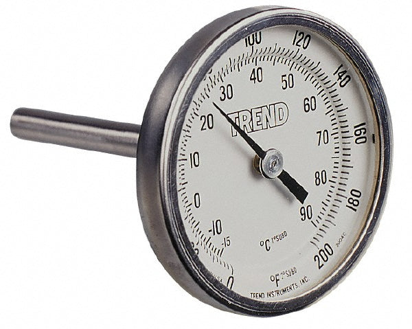 Wika 20060D003G2 Bimetal Dial Thermometer 25 to 125 ° F, 6" Stem Length