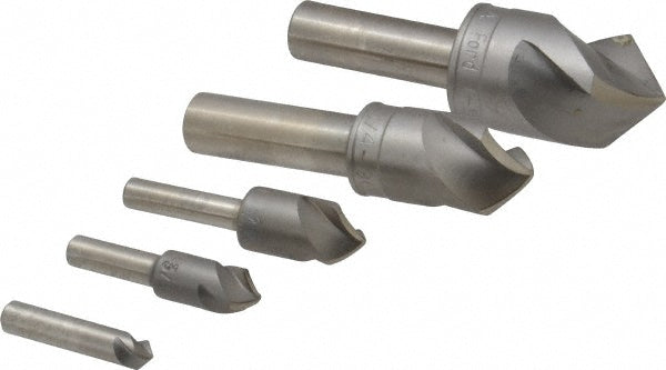 M.A. Ford 92500003 Countersink Set 5 Pc, 1/4 to 1" Head Dia, 3 Flute, 90 ° Included Angle
